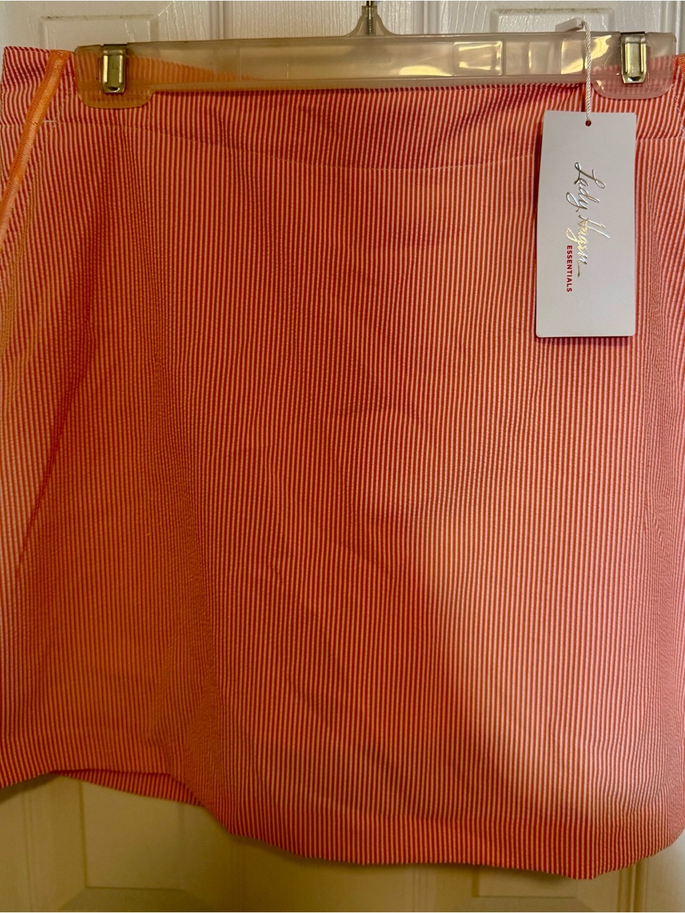 Lady Hagen Peach and White Striped Golf Skort